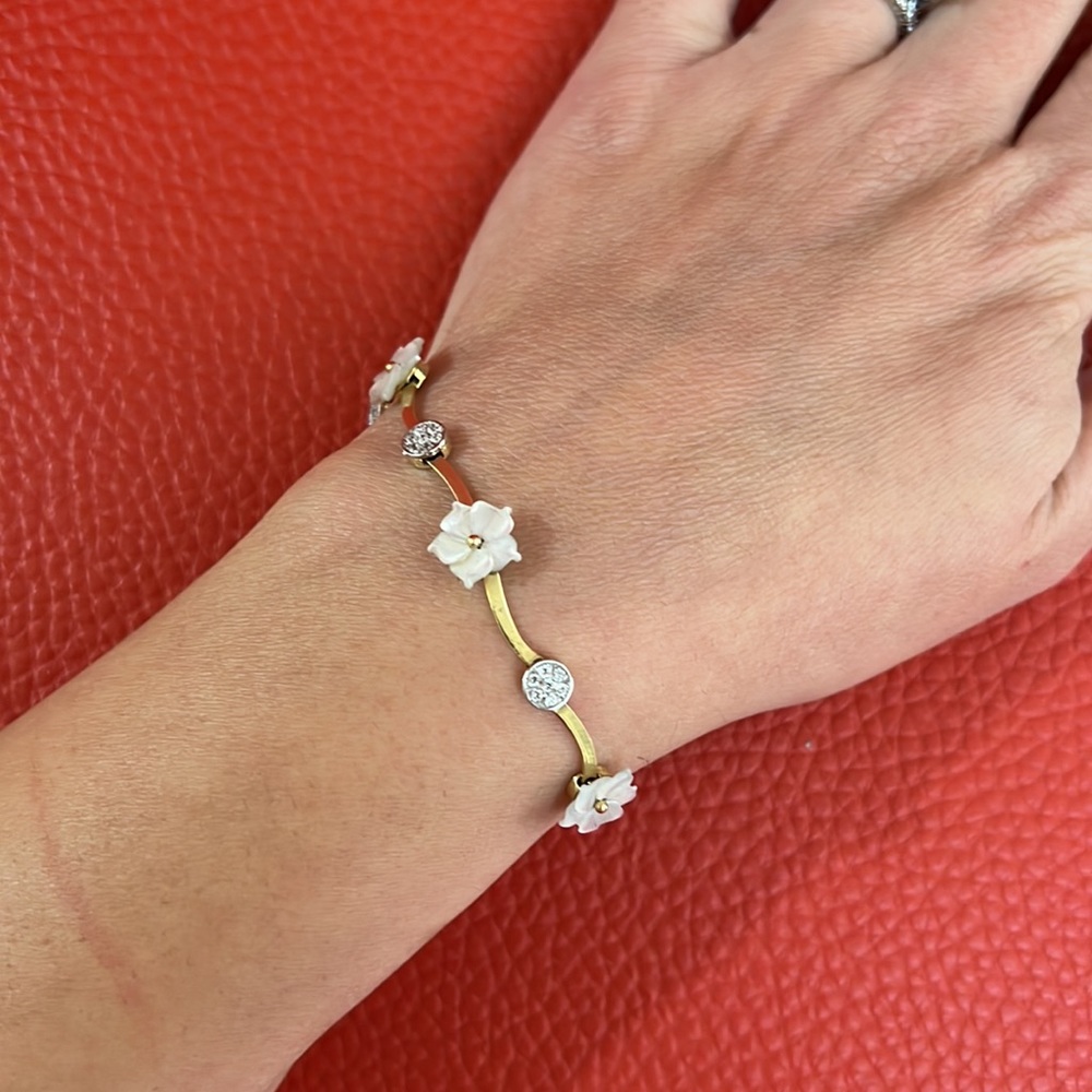 Bracelet Gold 14k Zirconia and Mother Pearl
